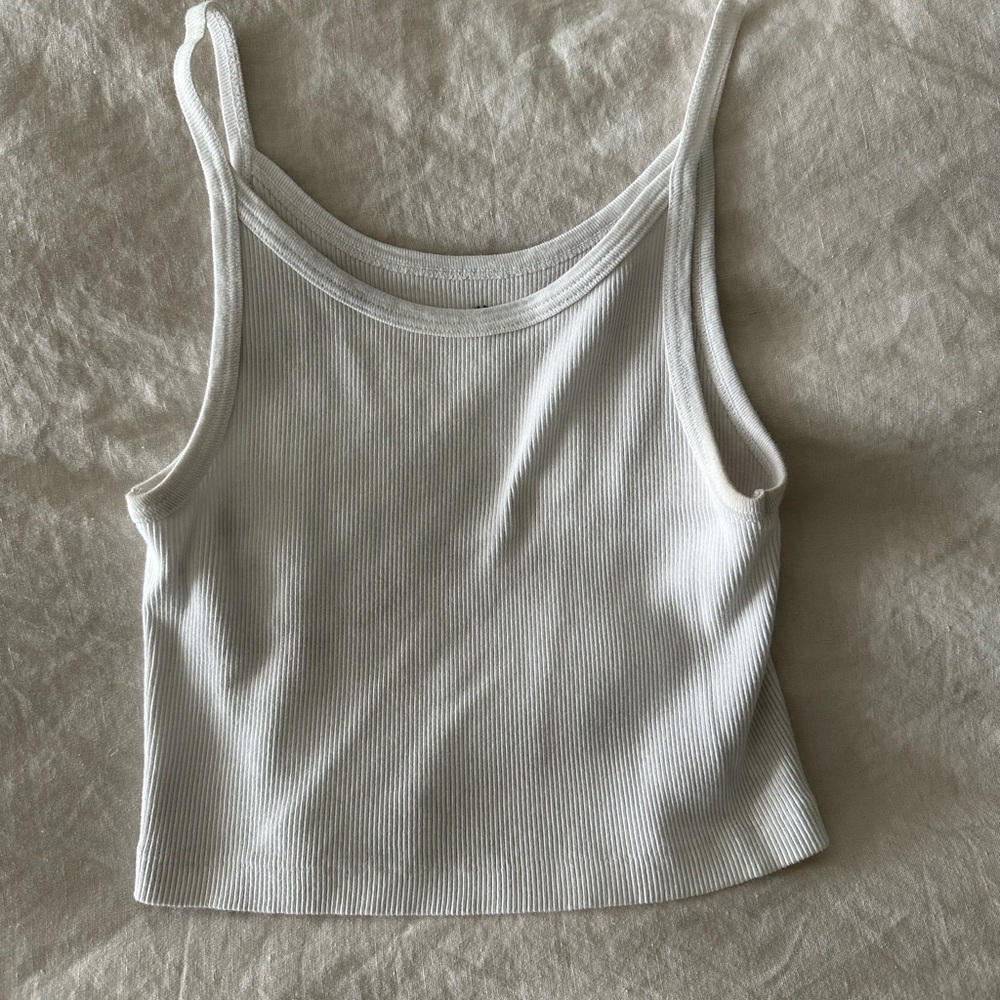 White Ribbed Tank Top